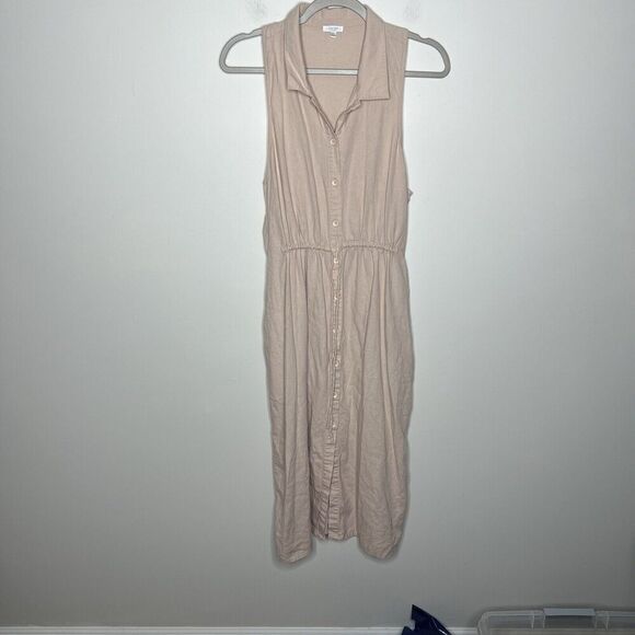 Tavik+ Womens Dress Large Button Front Tie Waist Midi Collared Linen Rayon Blend - Picture 14 of 15